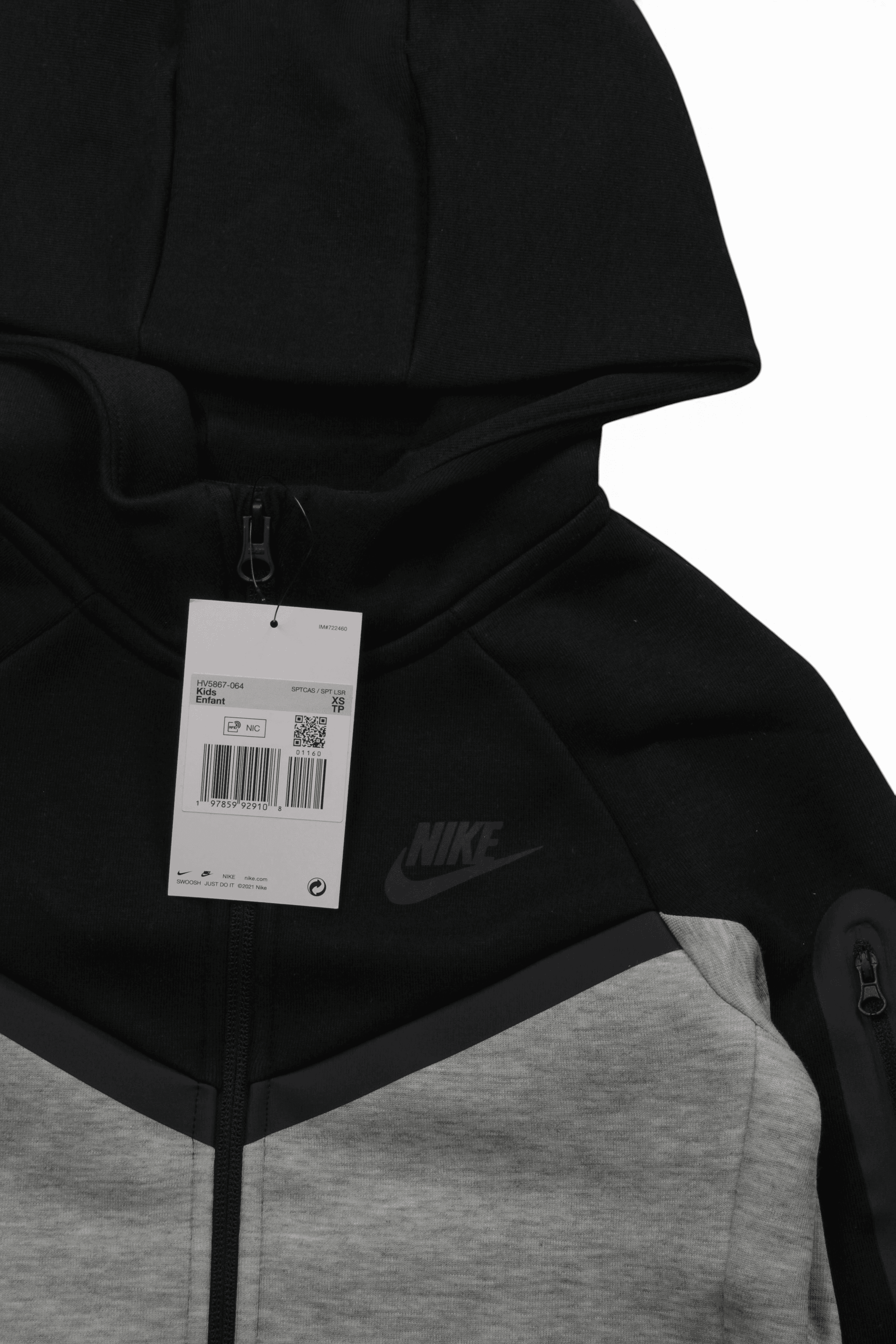 Nike Tech Fleece Zip Hoodie Black/Grey (Junior)