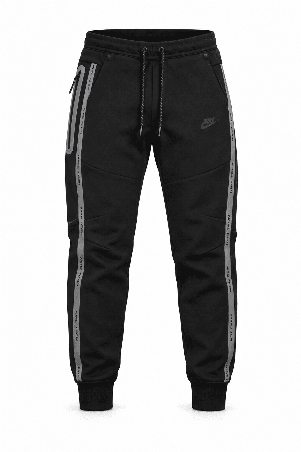 NIKE Tech Fleece Joggers Black White Reflective